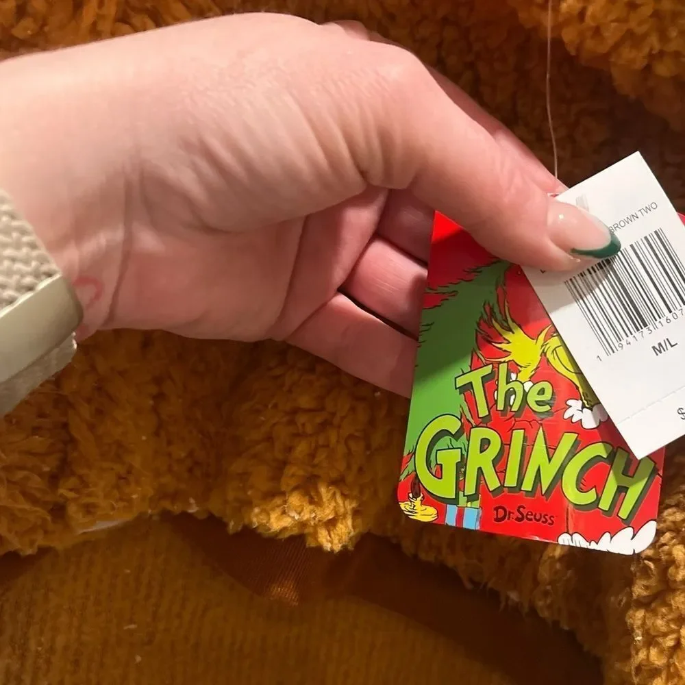Max Dog Costume The Grinch Fuzzy Brown Hoodie Tail Dr. Seuss NWT